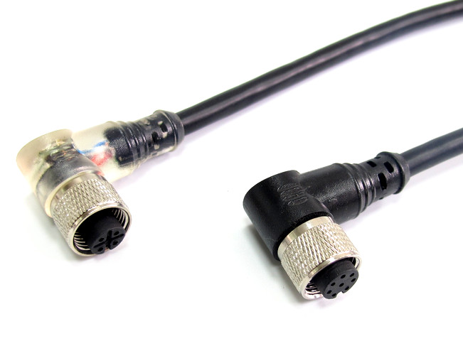 M12连接器弯头直角4芯插头线缆