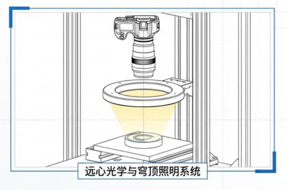 AI视觉检测设备远心光学与穹顶照明系统